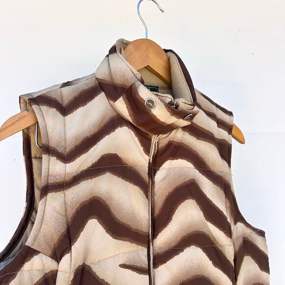 Vintage Ralph Lauren Vest Animal Print Brown Large LRL Striped Puffy Women’s - Picture 5 of 12